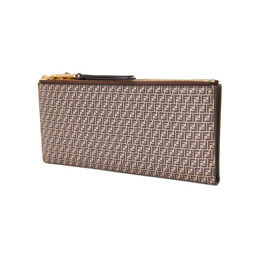 FENDI 芬迪 女士Fendi O’Lock系列米色/棕色牛皮FF印花长款钱包 8M0405 AHM1 商品图1