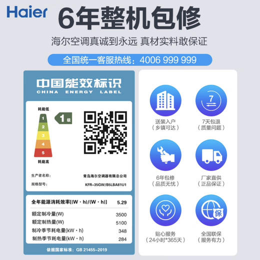 海尔（Haier）空调 KFR-35GW/B5LBA81U1荣御 商品图14