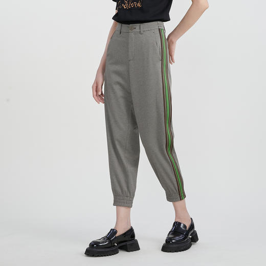 谜底复古休闲裤女2023春新款百搭时尚拼接萝卜裤九分裤231MK0165 商品图3