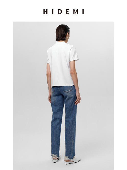 HIDEMI 可再生丹宁环保系列水洗做旧毛边牛仔裤 商品图5