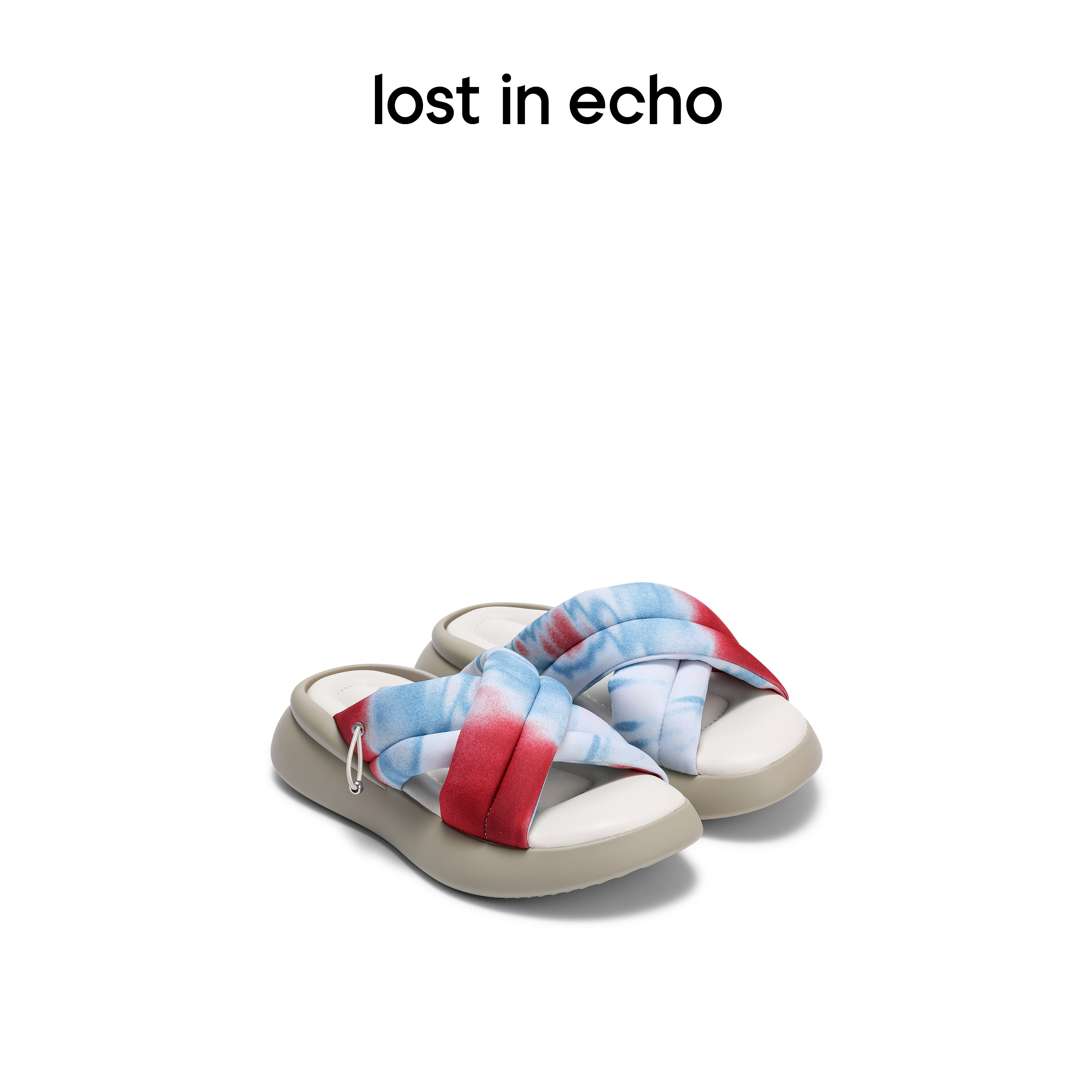 [断码]lost in echo设计师品牌休闲百搭交叉带印花厚底拖鞋