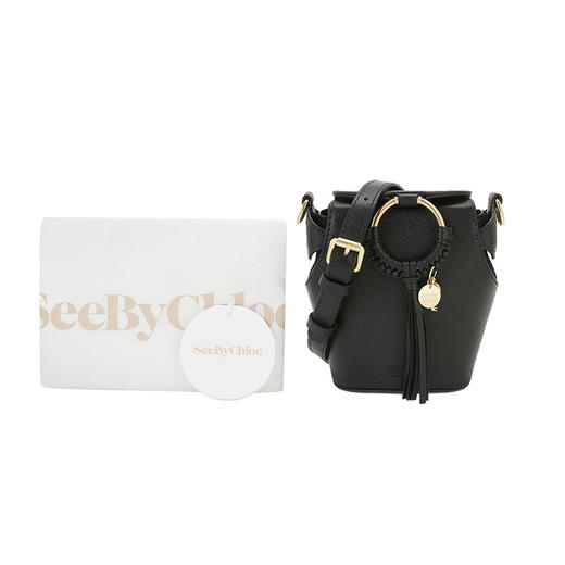 Chloe 蔻依 SEE BY CHLOE 女士荔枝纹牛皮单肩斜挎包 黑色 CHS22ASB78330 001 商品图4