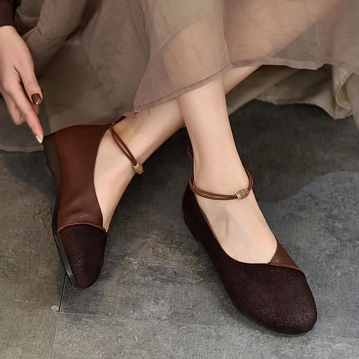 TN T93622-16森女真皮女鞋绊带平底单鞋 商品图2