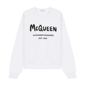 ALEXANDER MCQUEEN 亚历山大.麦昆 2023春夏新品 男士McQueen Graffiti涂鸦圆领卫衣 白色 701285 QTZ11 0900