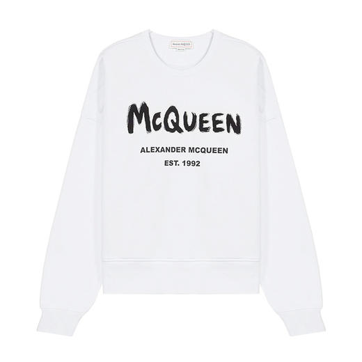 ALEXANDER MCQUEEN 亚历山大.麦昆 2023春夏新品 男士McQueen Graffiti涂鸦圆领卫衣 白色 701285 QTZ11 0900 商品图0