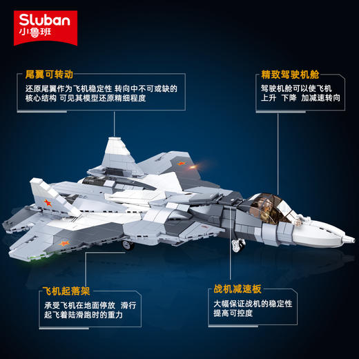 小鲁班新品0986俄罗斯苏57战斗飞机模型积木拼装玩具益智十岁以上 商品图1