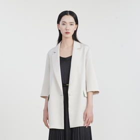 谜底西装女2023春季新款通勤纯色西装领外套分袖一粒扣231MW0052