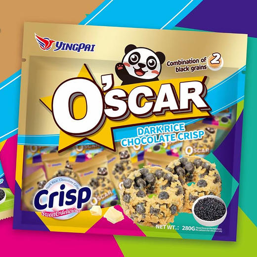 【中欧班列精选2袋】 英国YINGPAI黑米能量圈 原装进口物芝麻熊猫糖果巧克力酥脆零食能量圈 280g/袋 商品图0