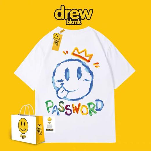 「黑白两色！男女同款」DREW笑脸T恤短袖比伯同款house笑脸黑色国潮DREW男上衣 商品图0