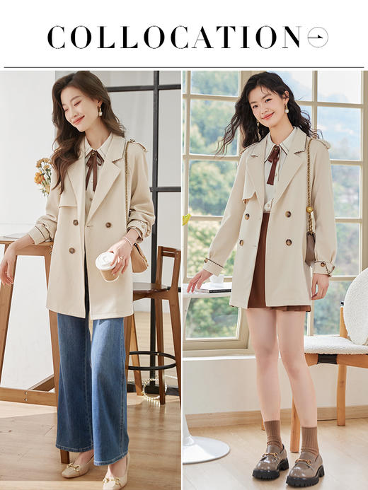 【专属特价】熙世界今年流行文艺韩系休闲风衣外套女中长款高级感大衣2025春装 商品图4