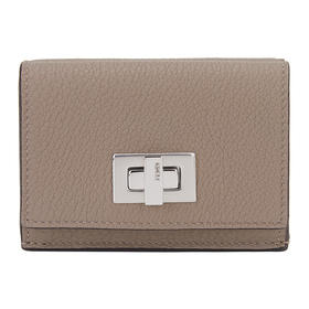 芬迪 FENDI 女士灰色荔枝纹牛皮三折钱包 8M0426 A91B F07P9