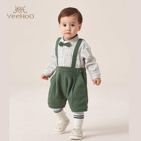 英氏婴儿连体衣23春装新款男宝宝领结帅气服满月服YRHAJ1P190A