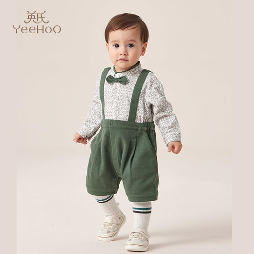 英氏婴儿连体衣23春装新款男宝宝领结帅气服满月服YRHAJ1P190A 商品图0