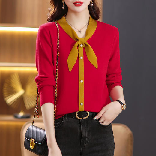 时尚蝴蝶结针织上衣打底衫洋气减龄小衫春装2023年新款上衣CC-13-3020 商品图6