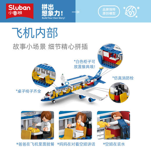 小鲁班积木飞机模型客机场小颗粒拼装儿童益智玩具男孩生日礼物 商品图2