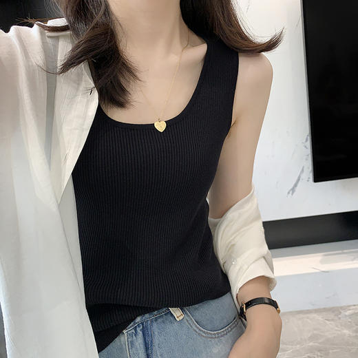 任意搭~修身显瘦遮肉条纹纯色针织无袖背心【包邮+三天无理由退huan】 商品图10