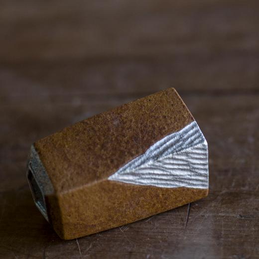 灰念几何杯/小/Q   酱釉银边几何小杯陶瓷手工主人杯品茗杯茶盏创意小茶杯 商品图2