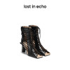 lost in echo 2023春夏新款方头缠绕绑带拼接高跟短靴 商品缩略图0