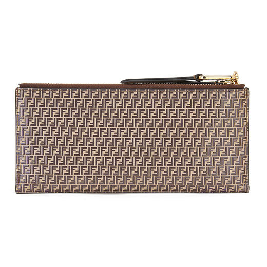 FENDI 芬迪 女士Fendi O’Lock系列米色/棕色牛皮FF印花长款钱包 8M0405 AHM1 商品图2