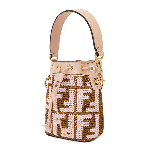 FENDI 芬迪 女包 女士迷你编织FF印花单肩手提包水桶包 8BS010 AJH3 商品图1