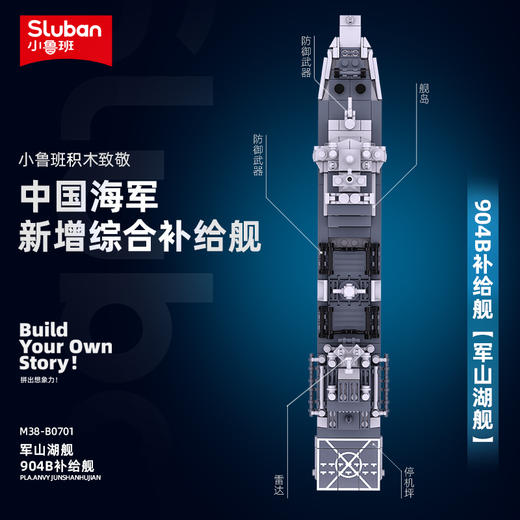 小鲁班军山湖补给舰中国国产军舰舰艇模型积木模型拼装玩具巨大型 商品图2