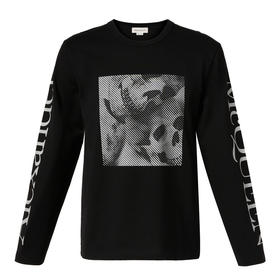 ALEXANDER MCQUEEN 亚历山大.麦昆 2023春夏新品 男士印花图案长袖T恤 黑色  682522QSZ67