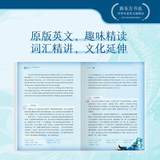 【新东方】赠送精美双语书签 海的女儿 新东方书虫世界名著 安徒生童话英文版 原著阅读 英文小说小学生青少年课外阅读读物 词汇语境阅读 商品图2
