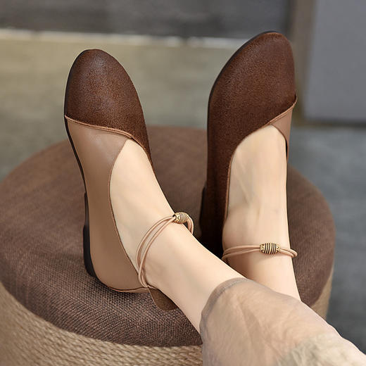 TN T93622-16森女真皮女鞋绊带平底单鞋 商品图3