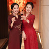 MLY礼服女酒会改良旗袍婚庆年会贵夫人红色连衣裙 商品缩略图0