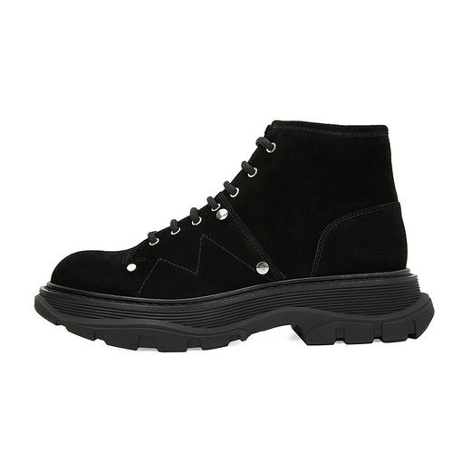 ALEXANDER MCQUEEN 亚历山大.麦昆 女士Tread系列牛皮系带短靴 黑色 595469 商品图2