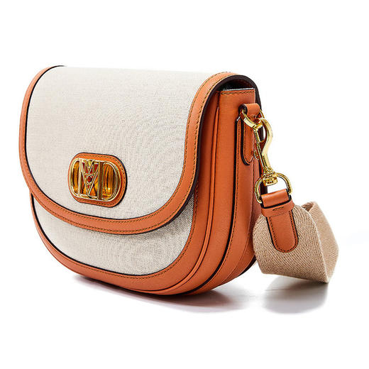MCM 女士Mode Travia织物配皮小号单肩斜挎包马鞍包 棕色 MWRCALD03 商品图1