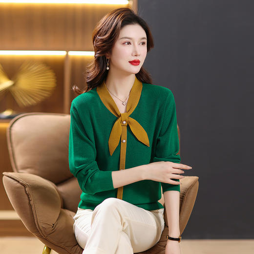 时尚蝴蝶结针织上衣打底衫洋气减龄小衫春装2023年新款上衣CC-13-3020 商品图1