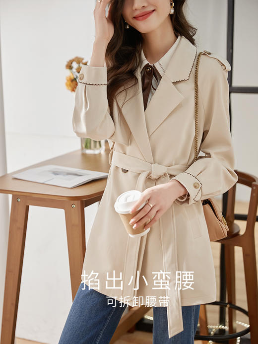 【专属特价】熙世界今年流行文艺韩系休闲风衣外套女中长款高级感大衣2025春装 商品图2