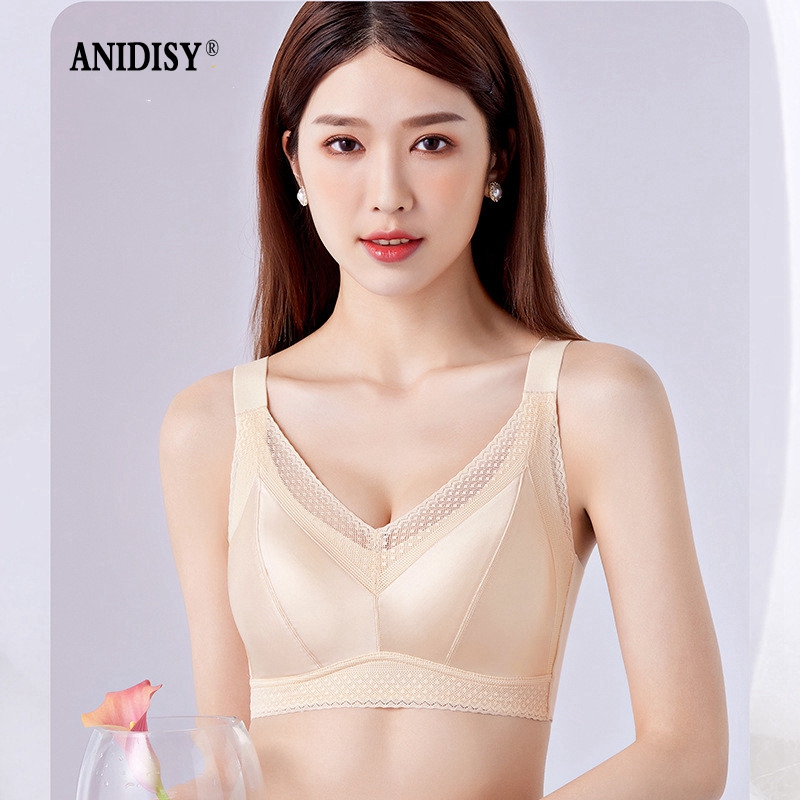  吊带/背心款天然蚕丝蛋白绸丝聚拢上托养护美背睡眠文胸