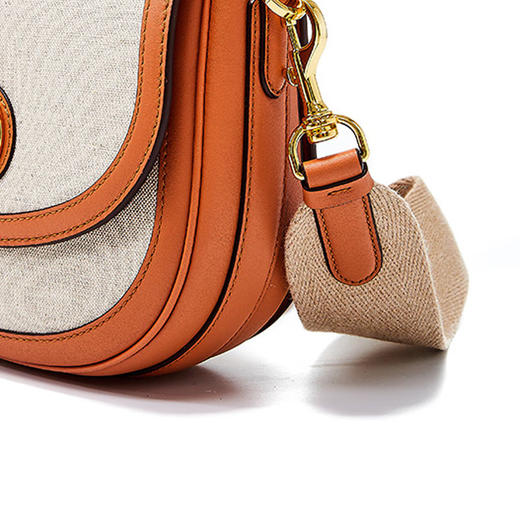 MCM 女士Mode Travia织物配皮小号单肩斜挎包马鞍包 棕色 MWRCALD03 商品图4