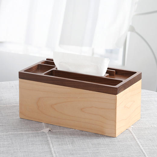 初心|  创意家居木制多功能长方形纸巾盒 商品图2