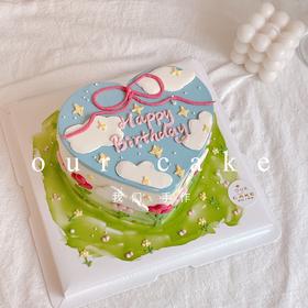 春天花花心形蛋糕-低糖处理无添加