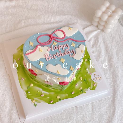 春天花花心形蛋糕-低糖处理无添加 商品图0