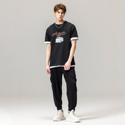 PINLI品立春季新款男士休闲体恤印花圆领短袖T恤BG231111045 商品图1