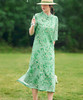 春夏新款，古典气质侧开叉女高考旗袍改良式文艺苎叶印花连衣裙YM-S370 商品缩略图2