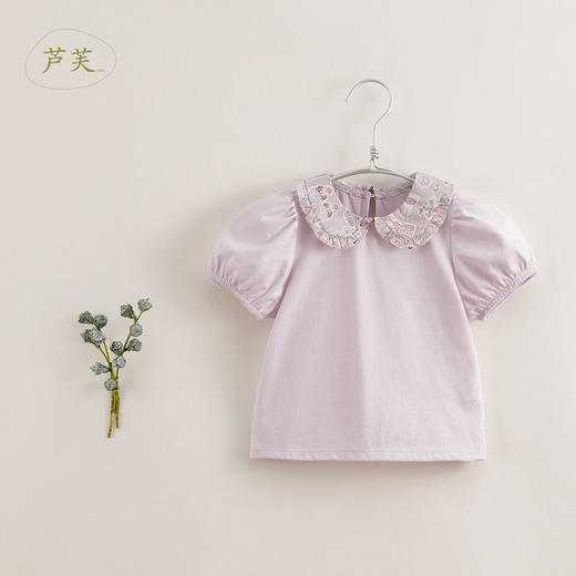 【马克珍妮 芦芙】夏装新款 女童娃娃领纯棉短袖T恤230533 商品图1