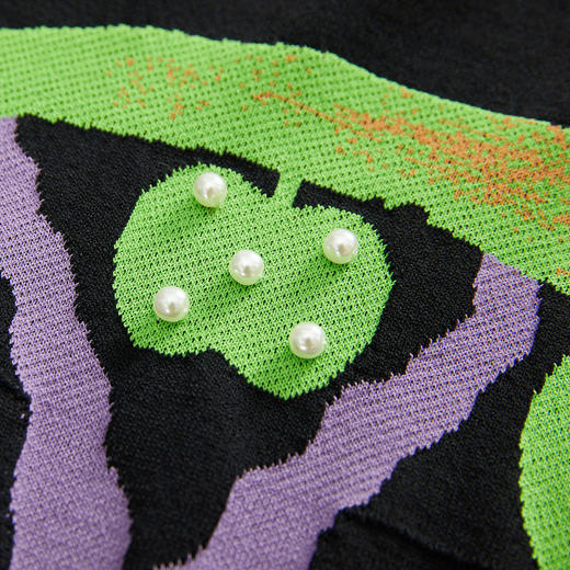 谜底套头针织衫短袖女2023春季新款百搭圆领泡泡袖上衣231MZ0304 商品图6