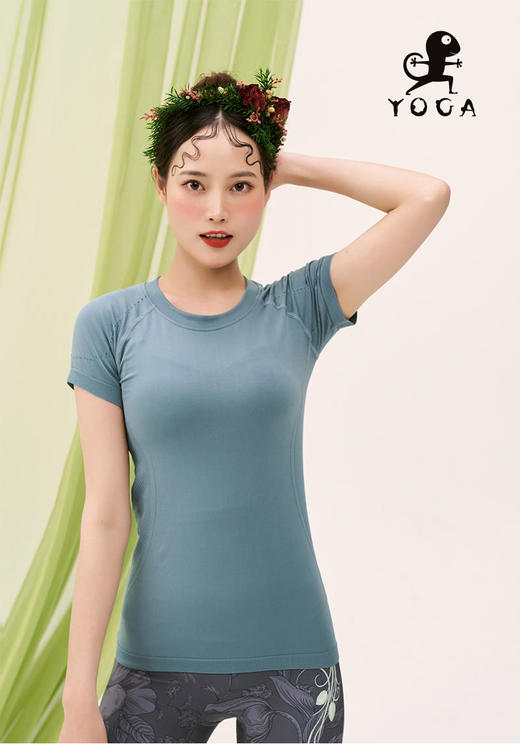 壁虎瑜伽【2303SY224】速干显瘦针织短袖T恤（无胸垫）【5天发货】 商品图0