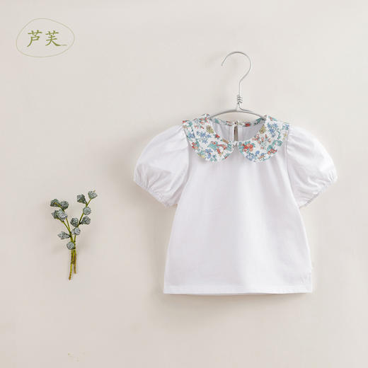 【马克珍妮 芦芙】夏装新款 女童娃娃领纯棉短袖T恤230533 商品图2