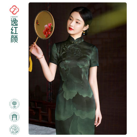 逸红颜原创夏季改良版旗袍年轻款香云纱高端菏泽连衣裙女真桑蚕丝 商品图2