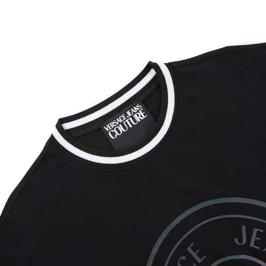 VERSACE JEANS 范思哲  男士经典圆形标识印花圆领短袖 黑色 73GAHG01 CJ00G 899 商品图3