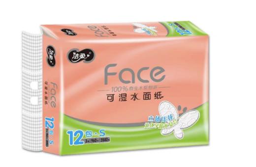 洁柔可湿水面纸立体压花抽纸80抽3层12包 商品图0