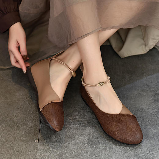 TN T93622-16森女真皮女鞋绊带平底单鞋 商品图1