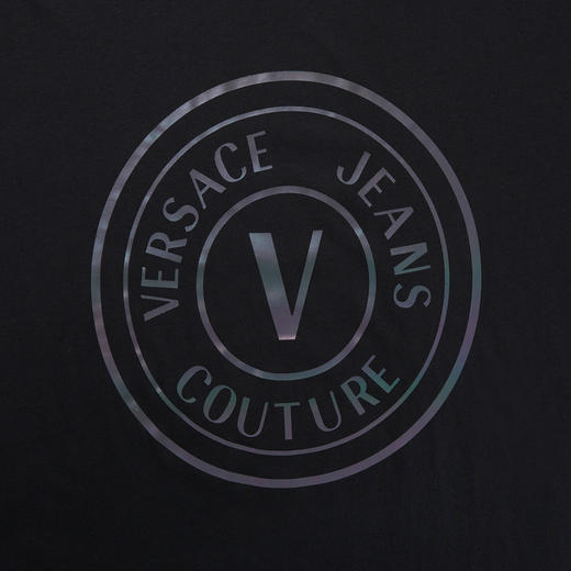 VERSACE JEANS 范思哲  男士经典圆形标识印花圆领短袖 黑色 73GAHG01 CJ00G 899 商品图4