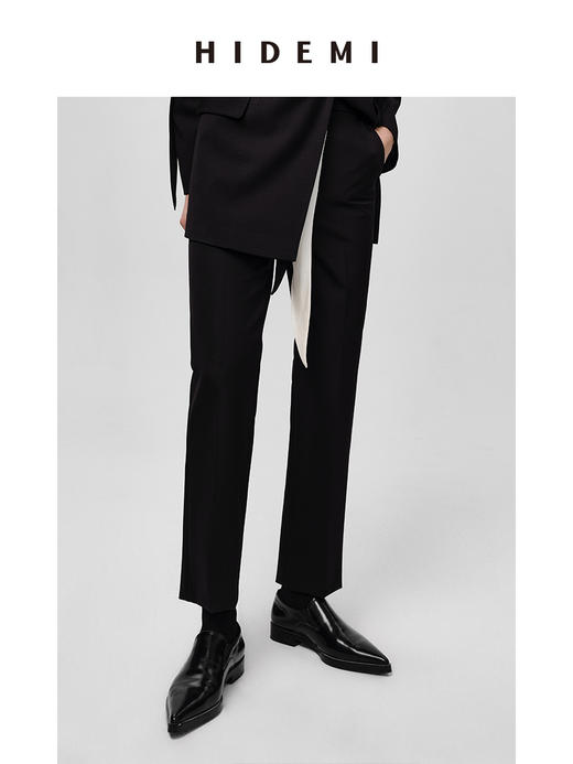 HIDEMI 弹力收身显瘦微喇九分神裤西裤 黑色/白色/卡其 商品图0